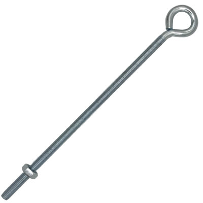 (Pack Of 2) Bzp Straining Unwelded Eye Bolt 8X200mm Fence Wire Strainer With Nut And Washer from B&Q