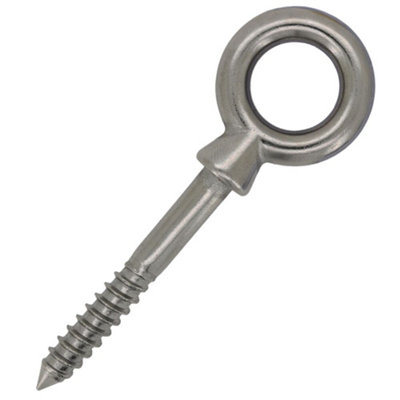 (Pack Of 8) Stainless Steel Lag Thread Woodscrew Eye Bolts 6mm X 100mm A4 Grade Polished Steel from B&Q