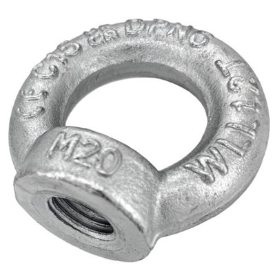 (Pack Of 2) M12 Bzp Din 582 Lifting Eye Nuts 12mm Female Thread Swl 340Kgs from B&Q