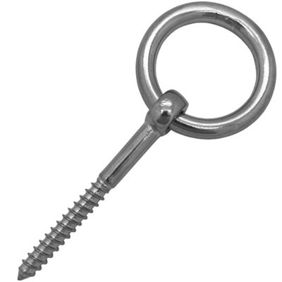 12mm X 120mm Stainless Steel Wood Screw Lag Thread Ring Eye Bolt / Ringbolt A4 Marine Grade from B&Q