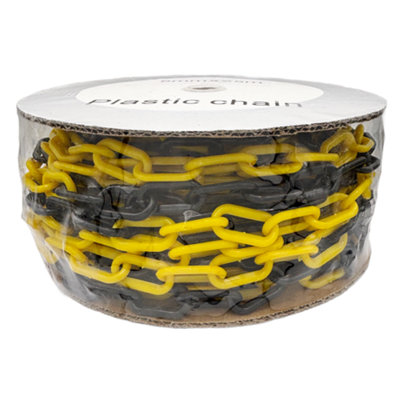 8mm (Dia.) X 25 Metre Black & Yellow Plastic Chain On Reel 8mm X 36mm X 10mm Barrier Chain from B&Q