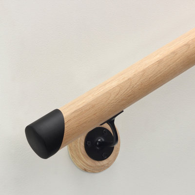 Jackson Woodturners Oak Round Mopstick Handrail KitBlack1800mm from B&Q