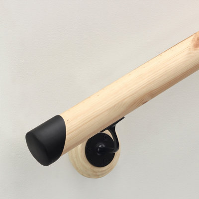 Jackson Woodturners Pine Round Mopstick Handrail KitBlack1800mm from B&Q