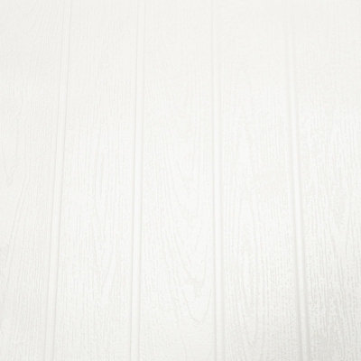 B&Q -  White Beaded Wood Wallpaper Paintable Panel Effect Textured Free Match Feature
