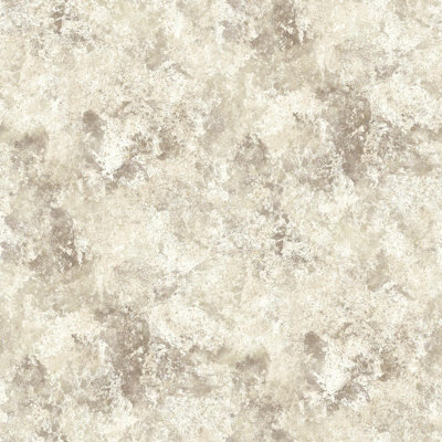 Sophie Laurence Cream Stone Effect Wallpaper Rustic Textured Silver Metallic Shimmer Feature from B&Q