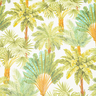B&Q -  Green Tropical Tree Wallpaper Leaf Textured Thick Feature Wall