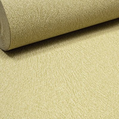 Sophie Laurence Plain Gold Mustard Wallpaper Thick Textured Paste The Wall Free Match from B&Q