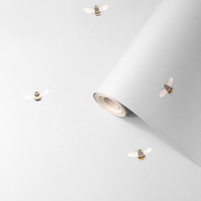 Plain Grey Bee Wallpaper Smooth Finish Heavy Weight Thick Feature Wall Lounge - Image 4