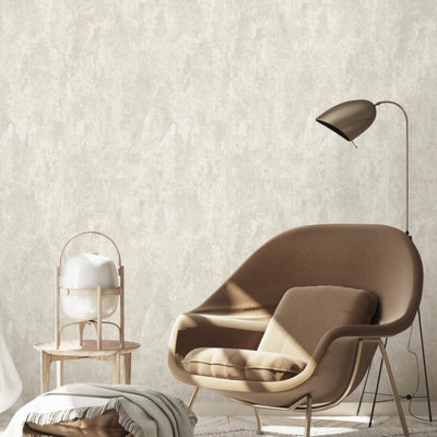 Sophie Laurence Cream Concrete Industrial Effect Wallpaper Silver Metallic Shimmer Textured Vinyl Free Match from B&Q