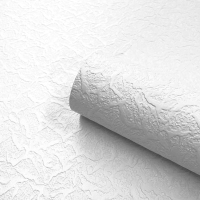 Sophie Laurence White Paintable Embossed Wallpaper Textured Cracked Ice Glossy Finish Lounge from B&Q