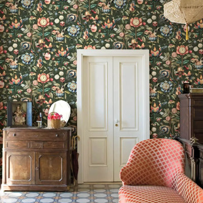 Sophie Laurence Green Emerald Floral Wallpaper Curious Creatures Feature Wall Lounge Bedroom 0.53M
