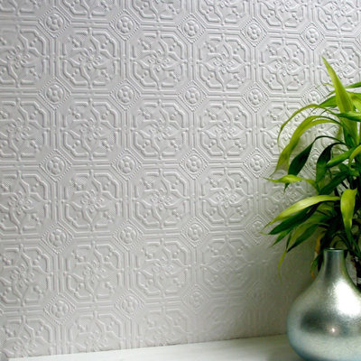 Sophie Laurence White Paintable Floral Wallpaper Embossed Victorian Style Pattern Anaglypta Rd124