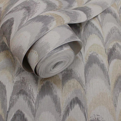 Holden Decor Grey Gold Geometric Wallpaper Textured Metallic Feature Wall - Image 4
