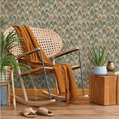 Sophie Laurence Multicoloured Geometric Textured Wallpaper Metallic Shimmer Vinyl Paste The Wall Feature Wall from B&Q