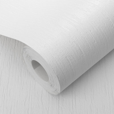 Plain White Paintable Wallpaper Textured Thick Blown Vinyl Free Match Bedroom - Image 3