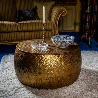 Madison & Mayfair Hammered Gold Coffee Table With Removable Lid from B&Q