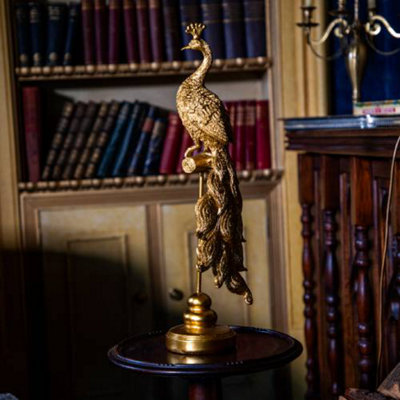 Madison & Mayfair Antique Gold Peacock On Stand Ornament from B&Q