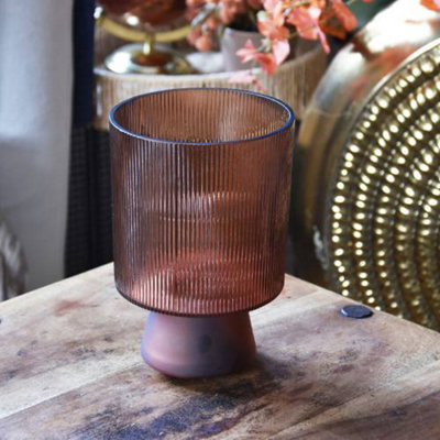 Madison & Mayfair Brown Ridged Glass Touch Control Lamp from B&Q