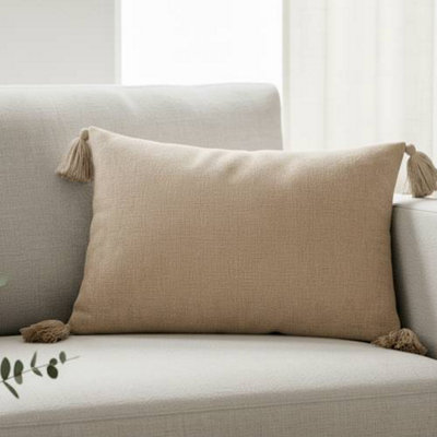 Madison & Mayfair Rectangular Cream Tassel Cushion from B&Q