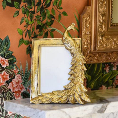 Madison & Mayfair Antique Gold Peacock Photo Frame 4X6" from B&Q