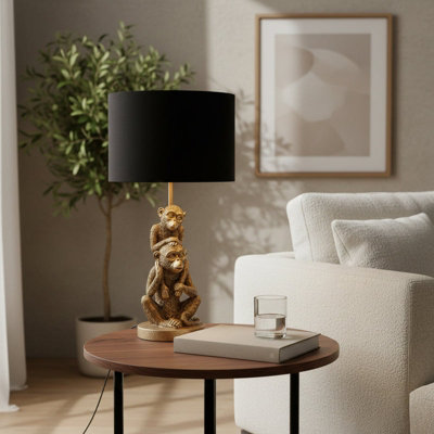 Madison & Mayfair Gold Monkey Desk Lamp With Black Shade from B&Q