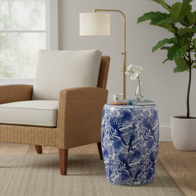 Madison & Mayfair Blue And White Porcelain Parrot Living Room Table
