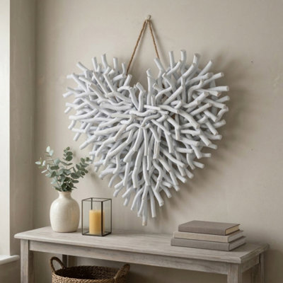 Madison & Mayfair White Twig Decorative Hanging Heart from B&Q