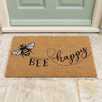 Madison & Mayfair Coir Bee Motif Welcome Doormat from B&Q