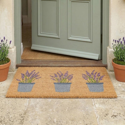 Madison & Mayfair Coir Lavender Motif Welcome Doormat from B&Q