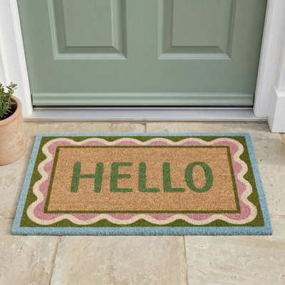 Madison & Mayfair Hello Coir Doormat With Decorative Border