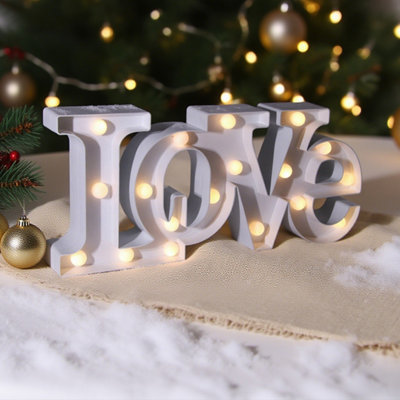 Bright Zeal White Vibrant Love Wall Art 16X7 Inches Size 16 B&Q