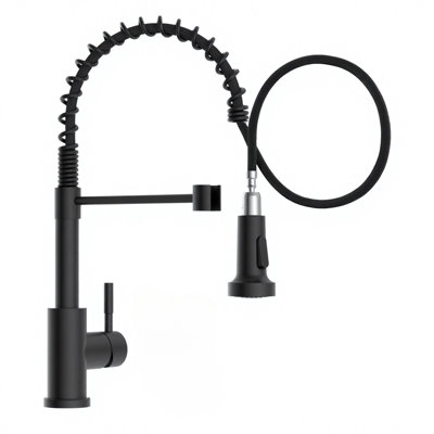 B&Q -  Black Spring Pull Out Kitchen Mixer Tap 2 Mode Spray 360 Swivel