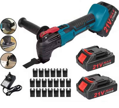  - 2 Batteries Oscillating Tool Electric Saw Trimmer Shovel Cutting Machine 21V 6 Speeds Sander Scraper Saw