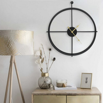 B&Q Vidaxl Wall Clock 52 Cm Iron Decorative Analog Clock Living Room Indoor Black