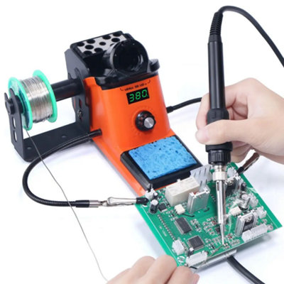 B&Q 130W Digital Electric Soldering Iron Kit With Helping Hands , Adjustable Temperature Portable Soldering Station