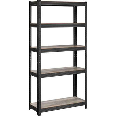 150X70X30CmBlack 5 Tires Garage Shelving Unit Height Adjustable Storage Rack Metal Shelves For Shed Workshop from B&Q