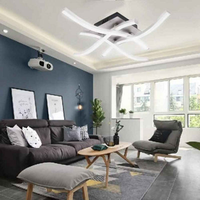  - Dimmable Curved Led Ceiling Light With Remote Control  Modern Adjustable Brightness Fixture