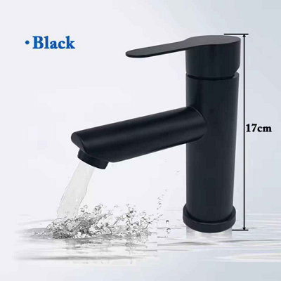 Basin Sink Bathroom Faucet Deck Mounted Hot Cold Water Basin Mixer Taps Matte Black