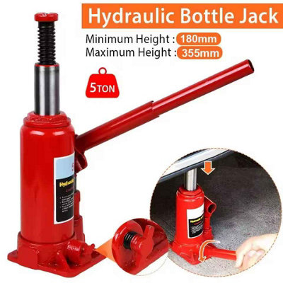 5 Ton Bottle Jack Heavy Duty Hydraulic Lifting Ram Car Van Boat Truck Caravan from B&Q