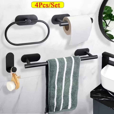  - 4Pcs/set Towel Holder Toilet Paper Holder Bathroom Accessories Adhesive Hooks Wall Coat Hanger