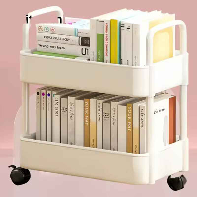  - Multifunctional Double Layer Rolling Storage Cart Mobile Household Items Storage Cart With Wheels
