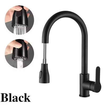 360 Degree Black Rotating Faucet With Dual Water Modes