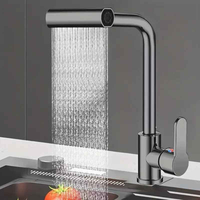  - Luxury 3 Way Waterfall Faucet Triple Mode Hot Cold Mixer Tap With 60Cm G1/2 Inlet PipeStylish Deluxe Basin Design