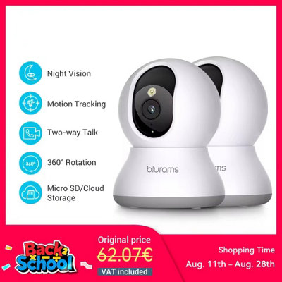 B&Q 2Pcs Indoor Security Camera 2K, Home Security Camera For Security With One-Touch