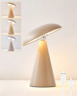 Harper Living Rechargeable Table LampMagnetic Touch Mushroom Bedside Light DimmablePortable Desk LampMatt Khaki from B&Q