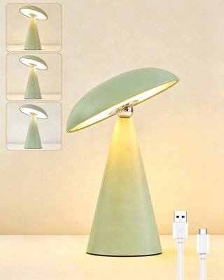 Harper Living Rechargeable Table LampMagnetic Touch Mushroom Bedside Light DimmablePortable Desk LampMatt Light Green from B&Q