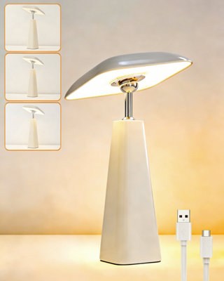 Harper Living Rechargeable Table LampMagnetic Touch Mushroom Bedside Light DimmablePortable Desk LampLight Apricot from B&Q