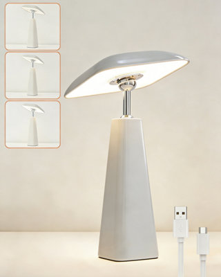 Harper Living Rechargeable Table LampMagnetic Touch Mushroom Bedside Light DimmablePortable Desk LampLight Grey from B&Q