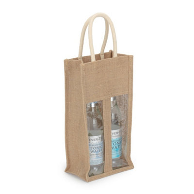 Red Hamper Two Bottle Jute Carring Bag With Rope Handles from B&Q