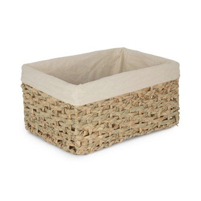 Red Hamper Extra Large Thatch Grass Woven Storage Basket With White Cotton Lining from B&Q